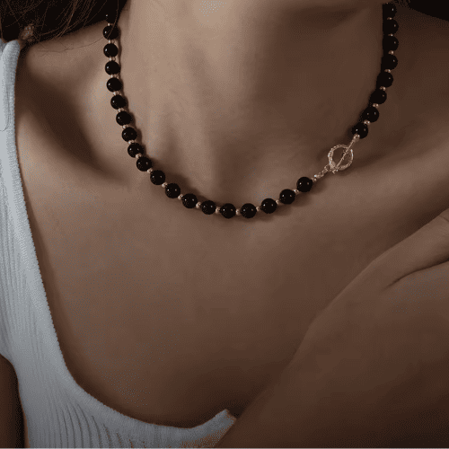 Collier en Agate Noire pour Femme